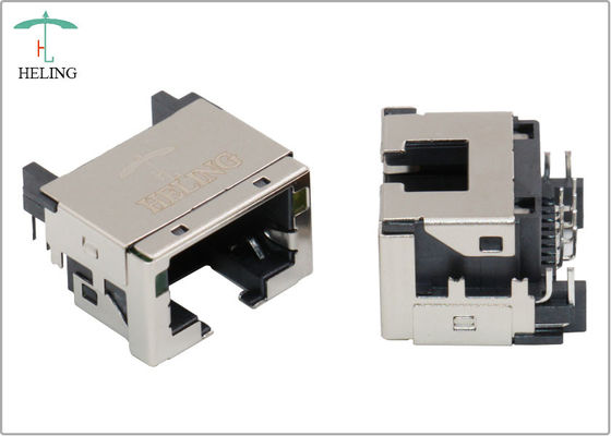 Τα ενιαία PCB βουλωμάτων λιμένων RJ45 τοποθετούν την ετικέττα κάτω από RoHS υποχωρητικό με τις κίτρινες/πράσινες οδηγήσεις