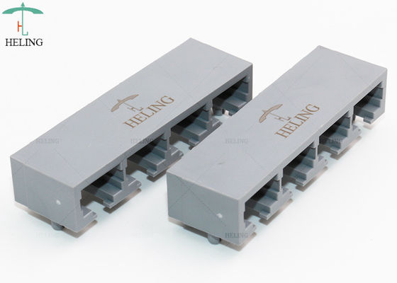 Unshielded θηλυκός συνδετήρας Ganged RJ45, γκρίζα κατοικία 4 συνδετήρας καρφιτσών λιμένων Rj45 8